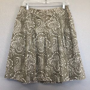 GAP skirt Women's 6 green white abstract paisley print pleated side zip closure